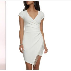 Rhinestone fringe wrap dress